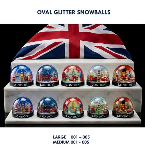 Your paragraph text (5) Oval Glitter Snowballs - Image 1
